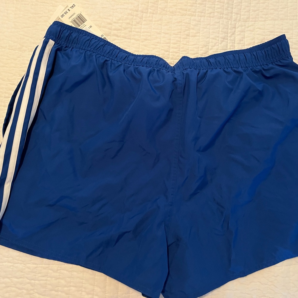 New w. Tags Men's Adidas 3-Stripe Classic Swim Trunks Size 2XL Color Royal Blue
